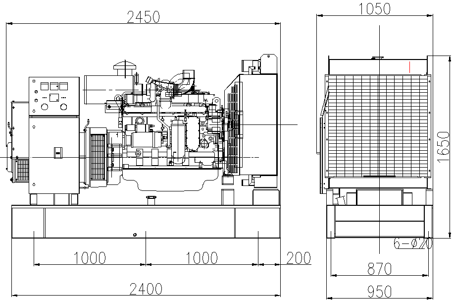 Conception de générateur diesel de type ouvert 250kVA